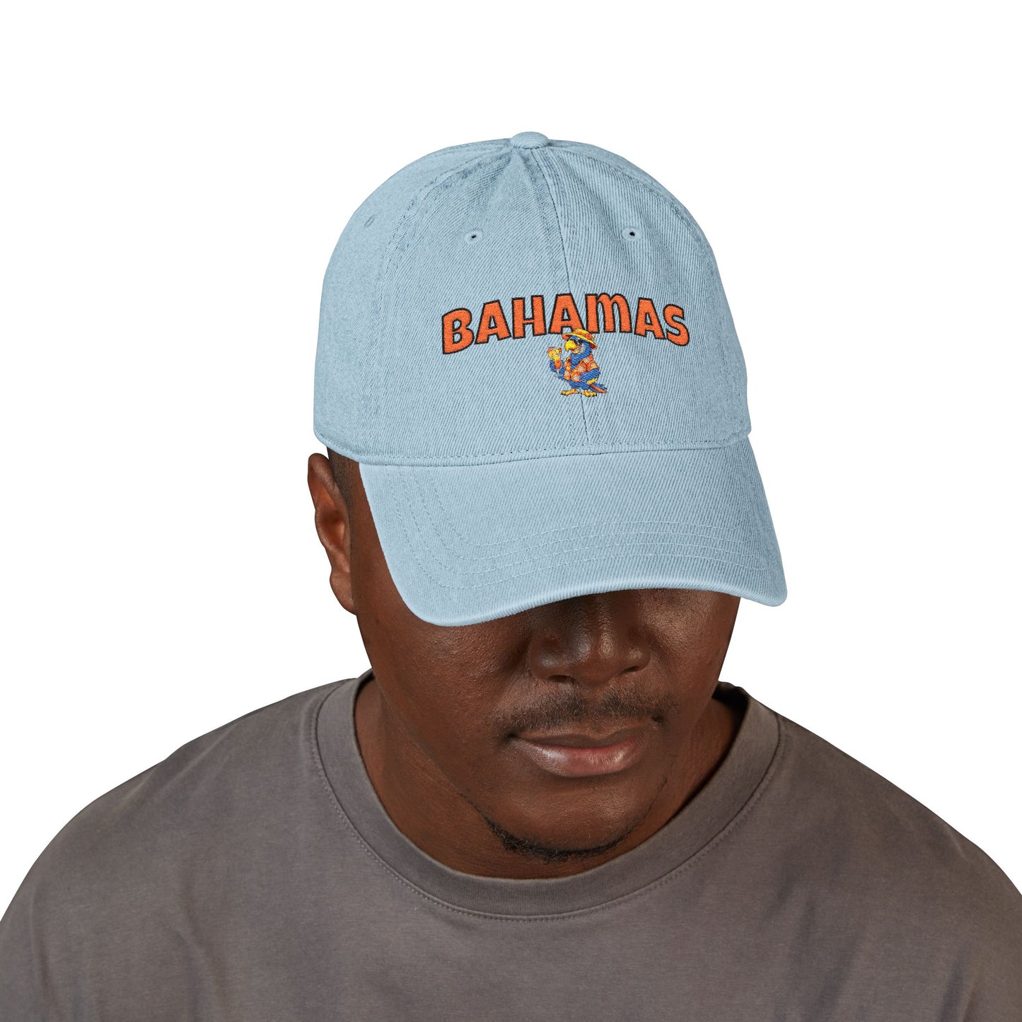Bahamas Embroidered Parrot Cap - Denim Baseball Hat