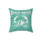 Turquoise Beach House Crab Spun Polyester Square Pillow - Caribbean Rays