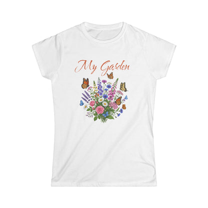 My Garden Floral Tee — Women's Bouquet & Butterflies Spring Shirt at Caribbean Rays