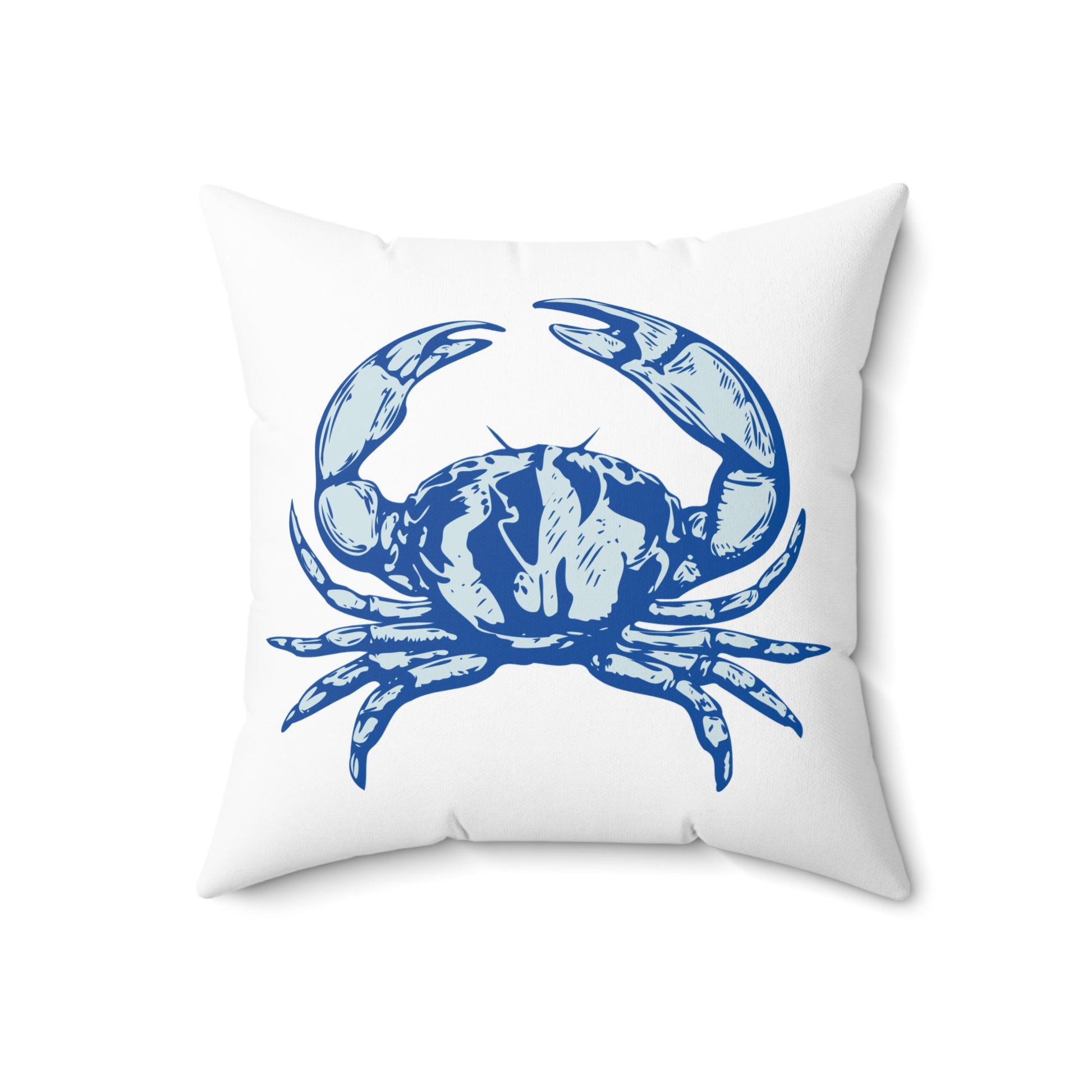 Crab Blue Spun Polyester Square Pillow - by Caribbean Rays