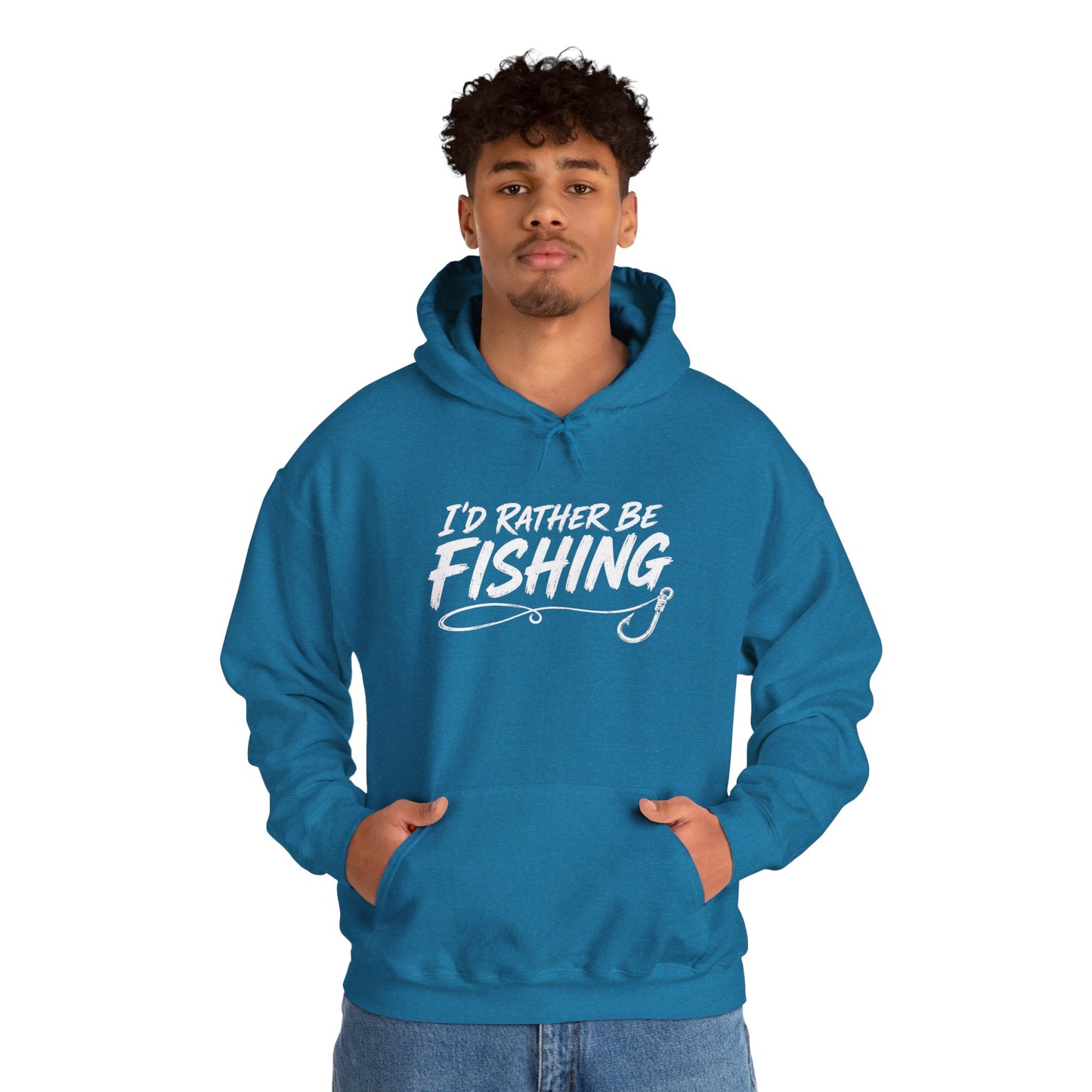 Fishing Hoodie – "I'd Rather Be Fishing" Graphic Pullover for Anglers