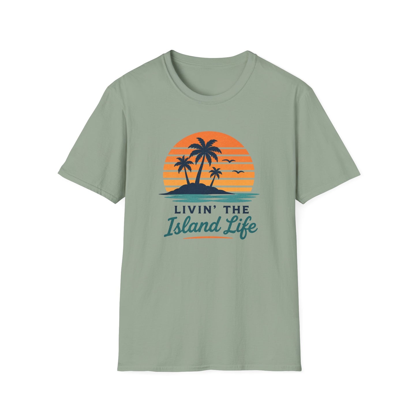 Island Life T-Shirt — "Livin' The Island Life" Retro Palm Sunset Tee