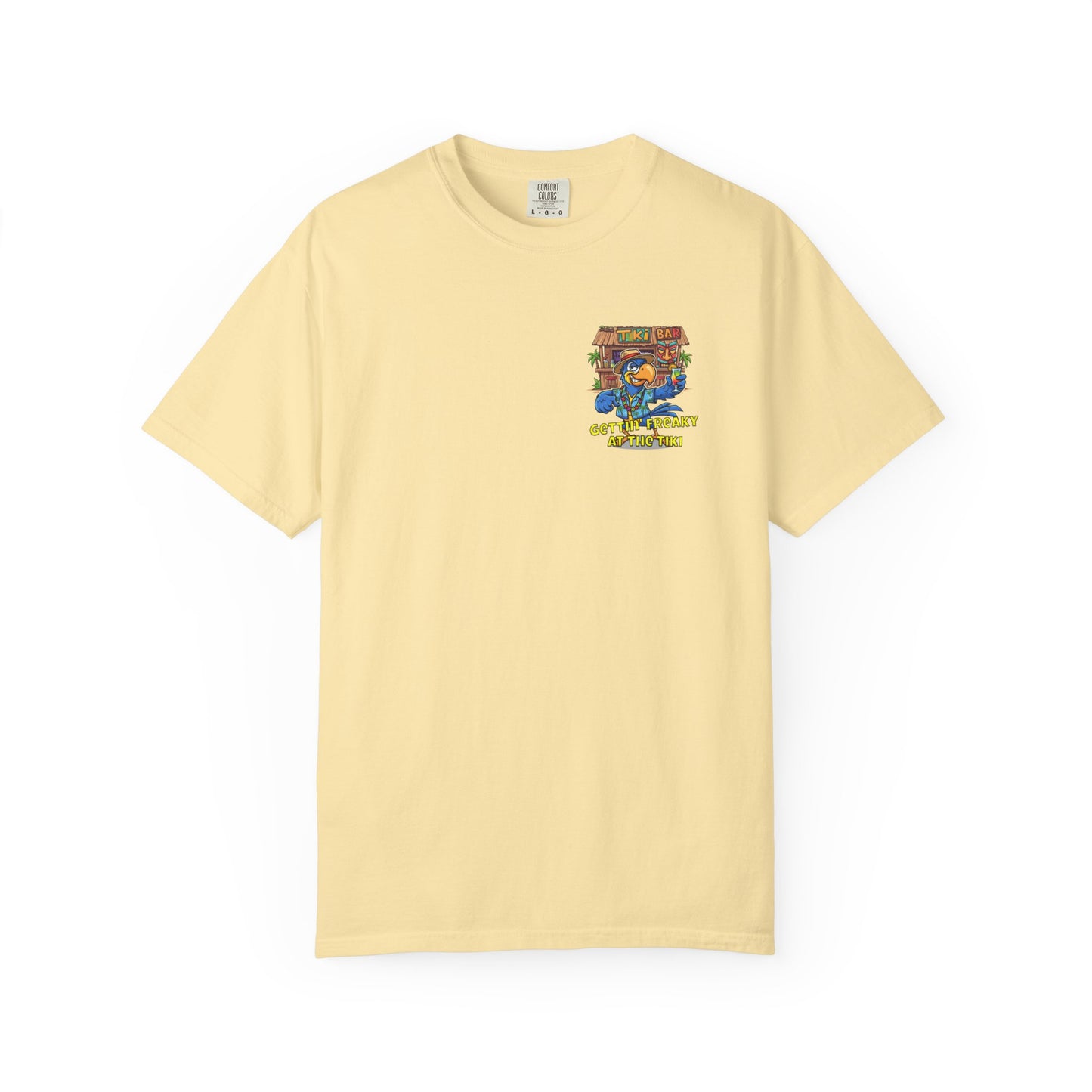 Gettin' Freaky at the Tiki Dancing Parrot Comfort Colors T-shirt