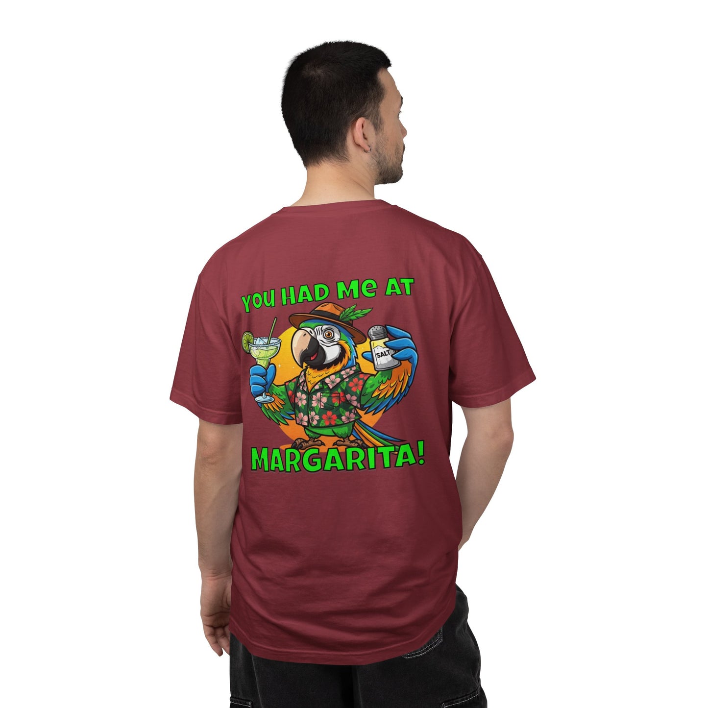 You Had Me at Margarita T-Shirt — Tropical Parrot Cocktail Tee