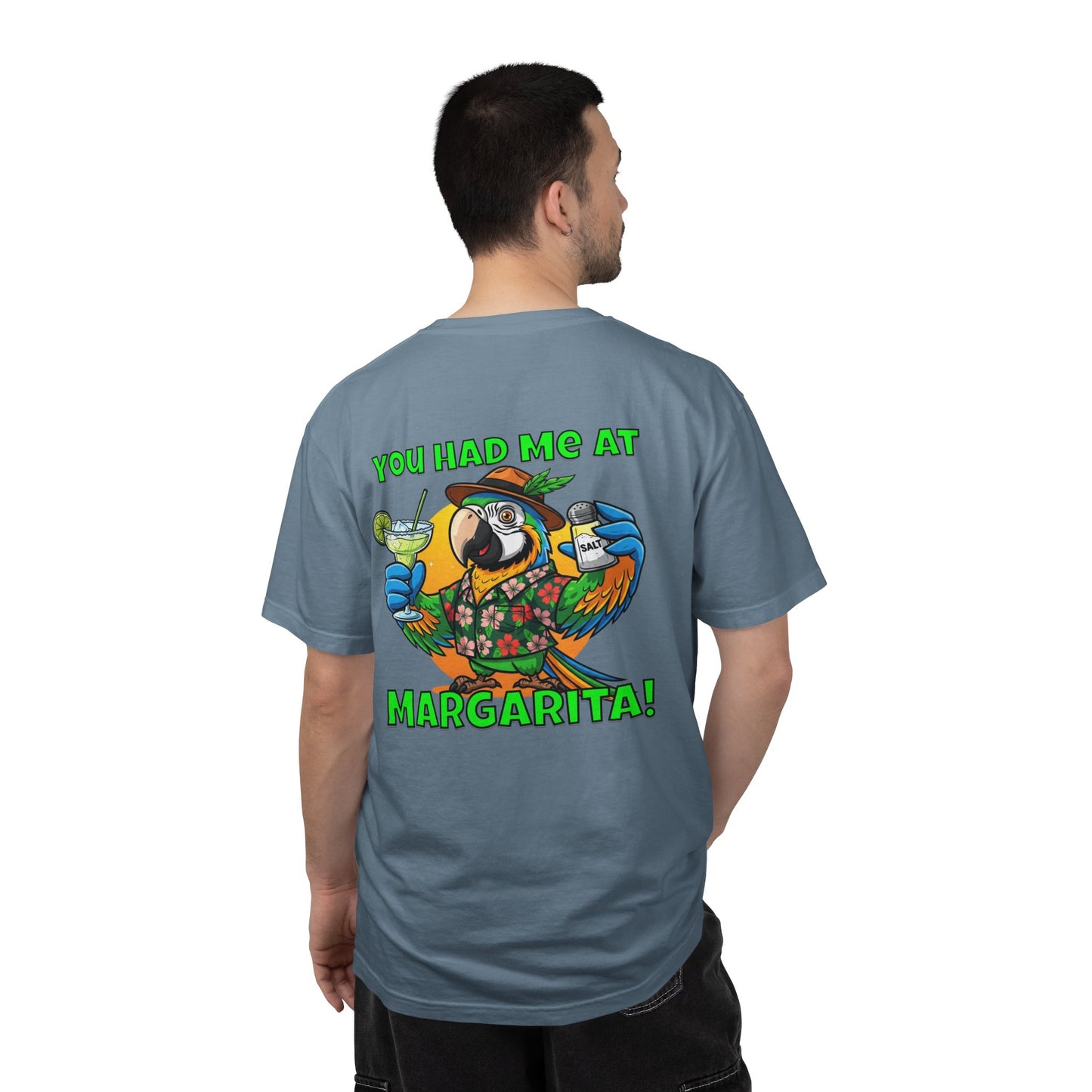 You Had Me at Margarita T-Shirt — Tropical Parrot Cocktail Tee