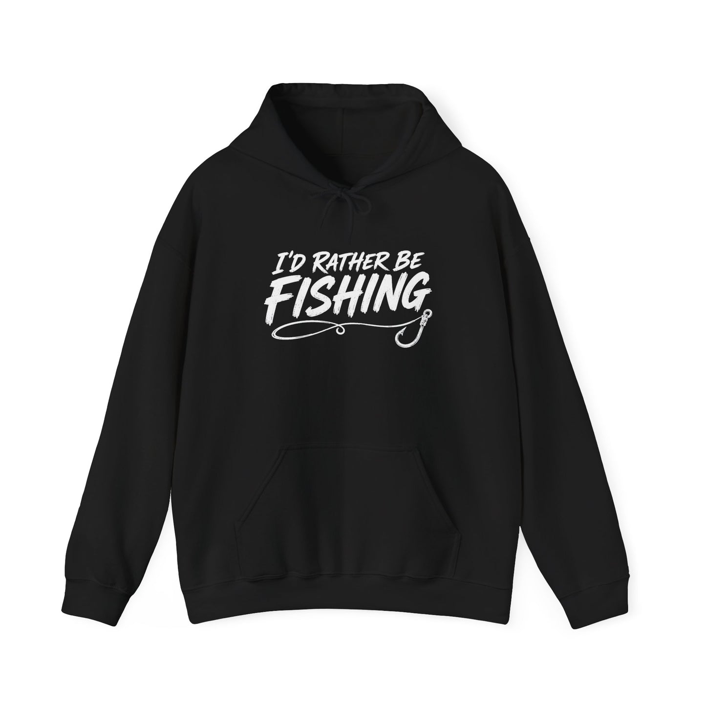 Fishing Hoodie – "I'd Rather Be Fishing" Graphic Pullover for Anglers