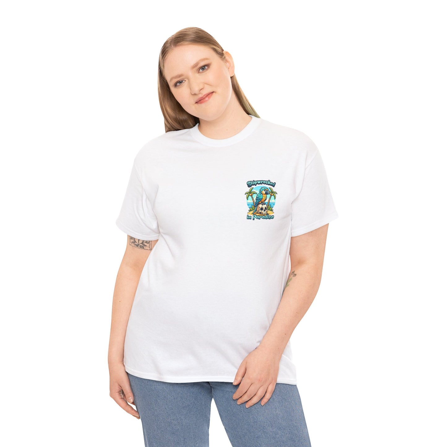 Shipwrecked in Paradise Tropical Unisex Heavy Cotton T-Shirt