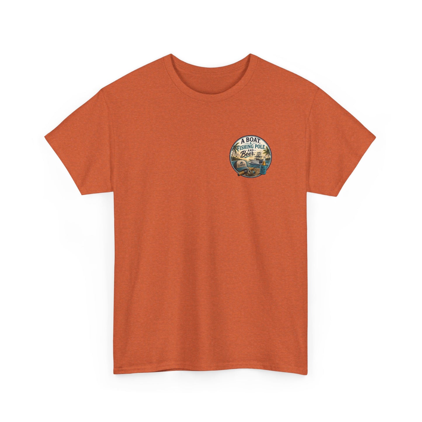 T-Shirt — "A Boat, Fishing Pole and Beer" Vintage Fishing Graphic Tee