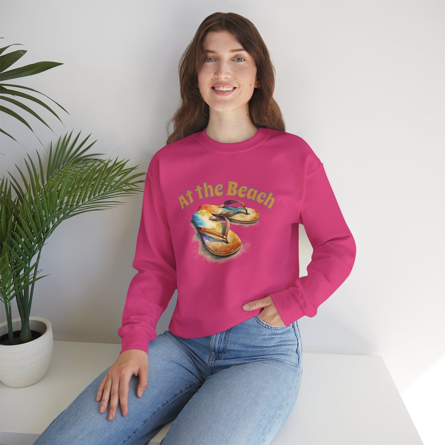 At the Beach Flip Flop Unisex Sweatshirt - "At the Beach" Flip Flop Design