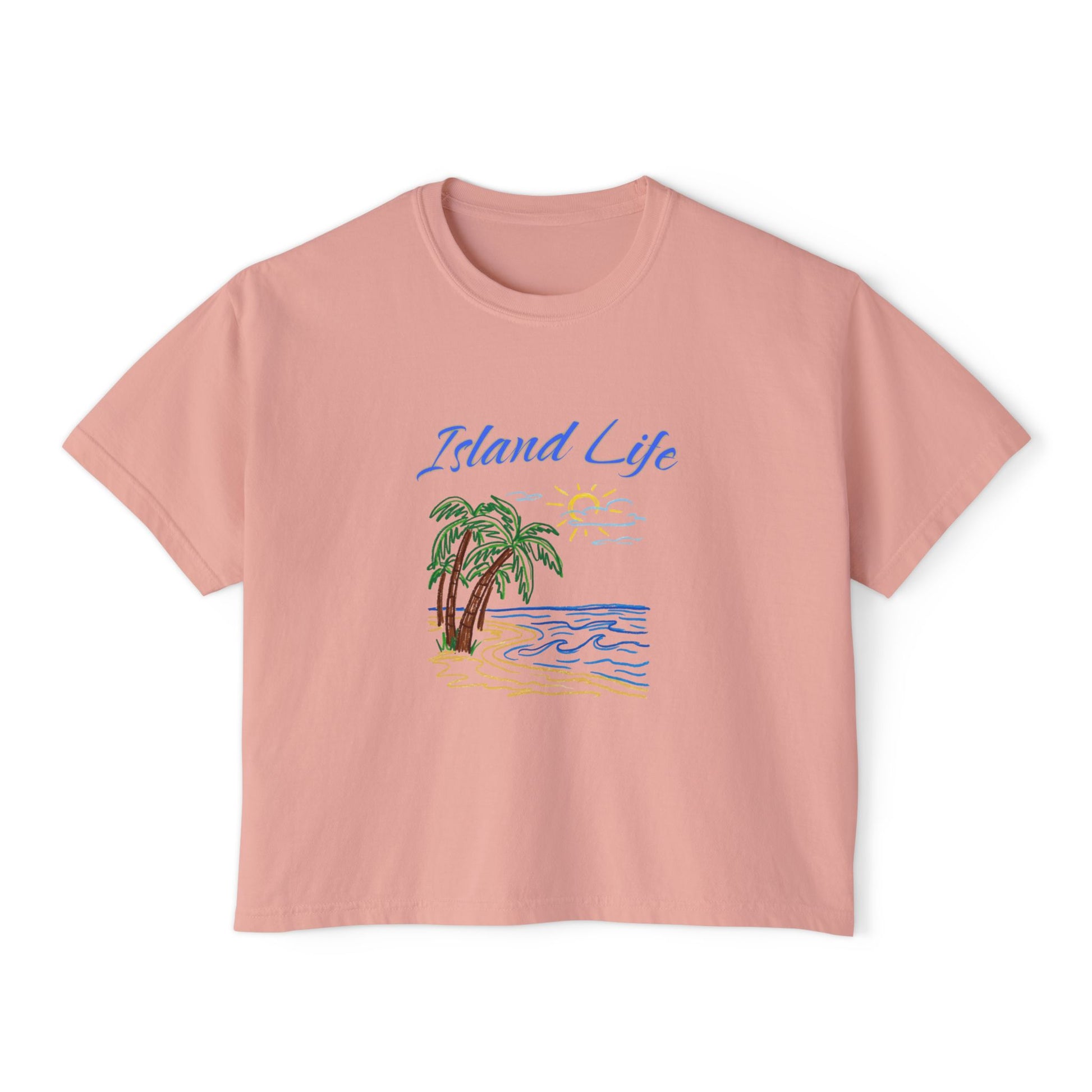 Island Life Boxy Tee — Women's Tropical Palm Beach T‑Shirt