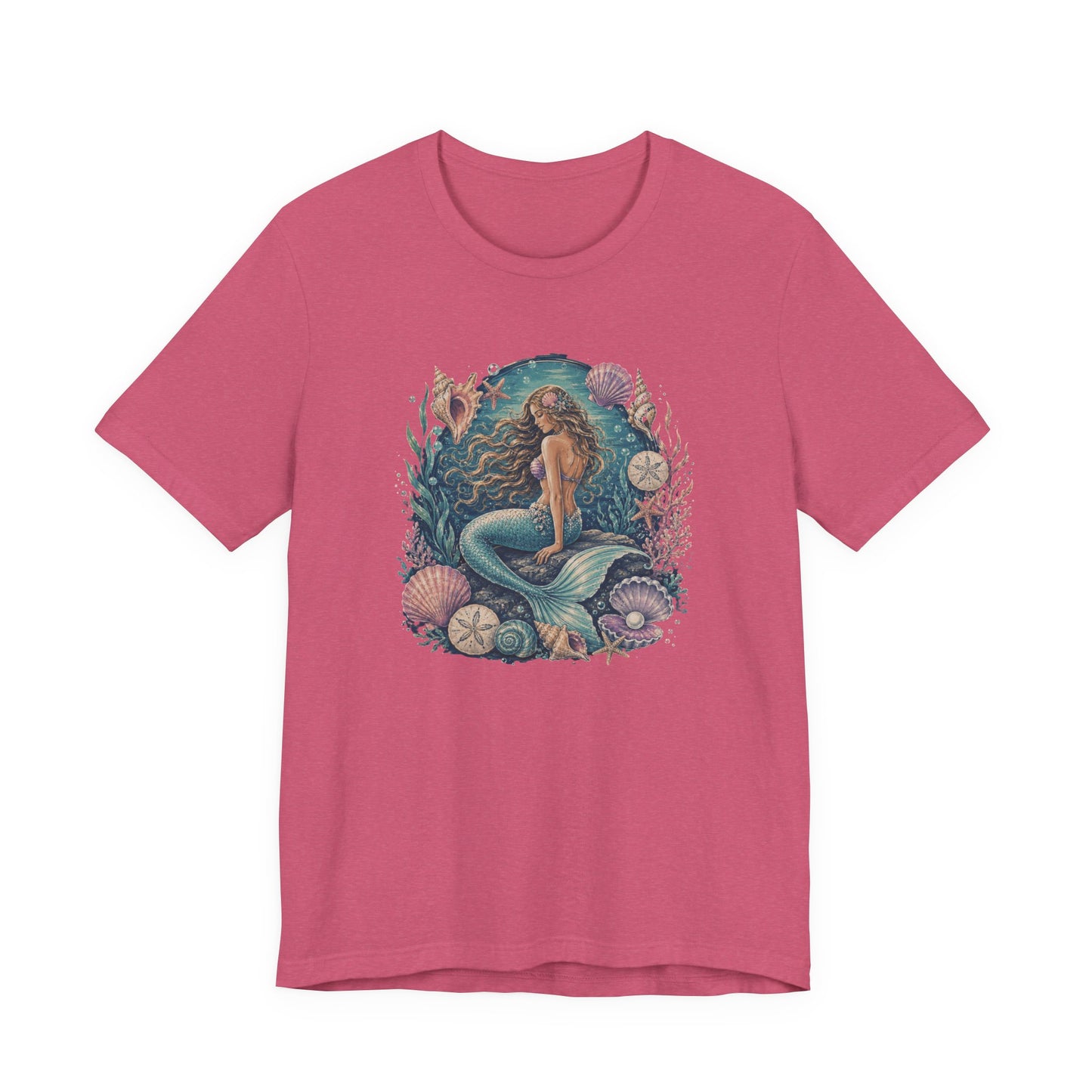 Mermaid Beach Graphic Tee - Vintage Ocean Illustration T-Shirt