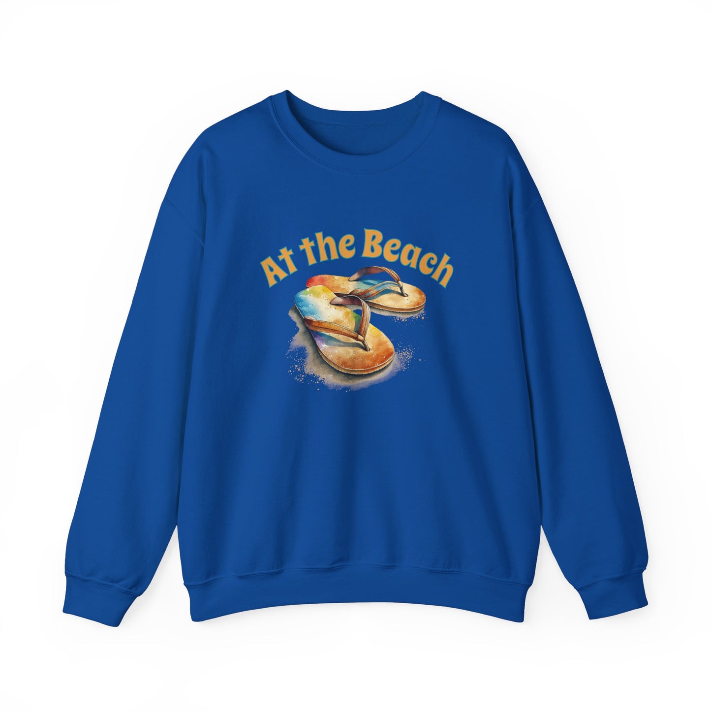 At the Beach Flip Flop Unisex Sweatshirt - "At the Beach" Flip Flop Design -Caribbean Rays