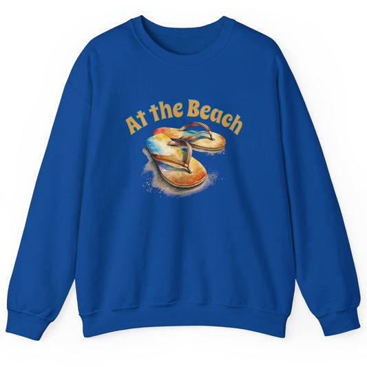 At the Beach Flip Flop Unisex Sweatshirt - "At the Beach" Flip Flop Design -Caribbean Rays