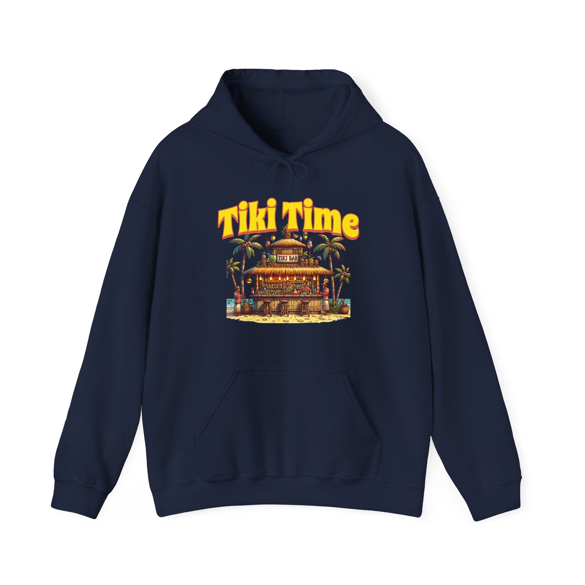 Tiki Time Unisex Hooded Sweatshirt - Tropical Vibes for Vacation Lovers - Caribbean Rays