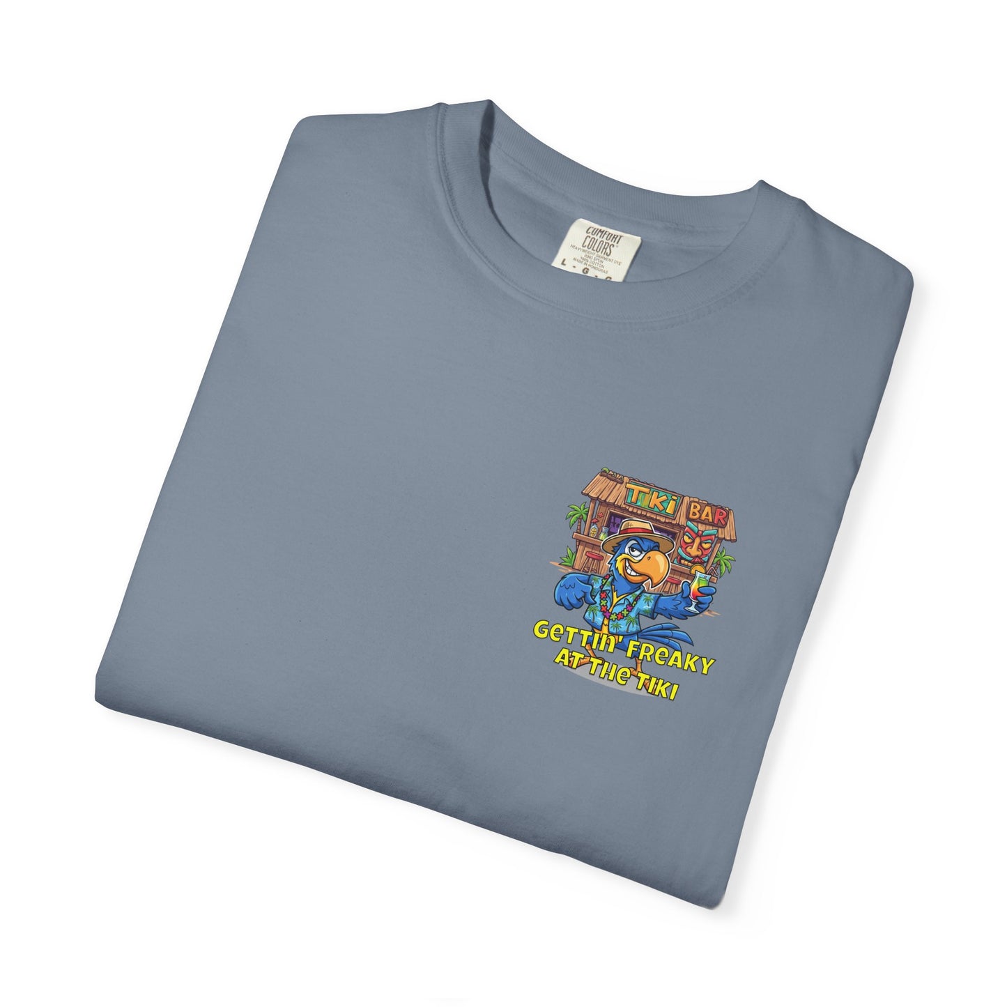Gettin' Freaky at the Tiki Dancing Parrot Comfort Colors T-shirt