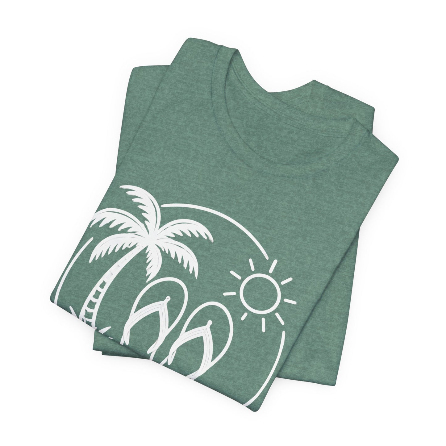 Beach Flip Flop Palm Circle Graphic Tee