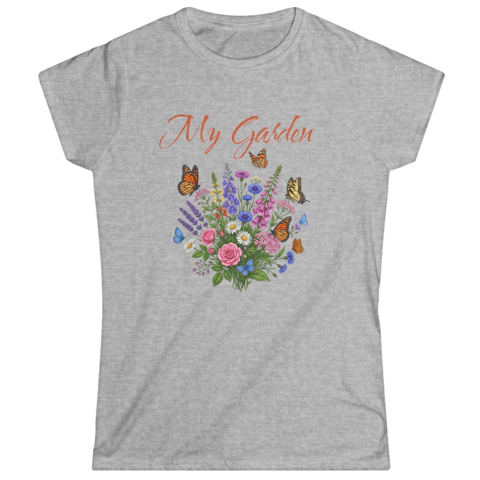 My Garden Floral Tee — Women's Bouquet & Butterflies Spring Shirt at Caribbean Rays