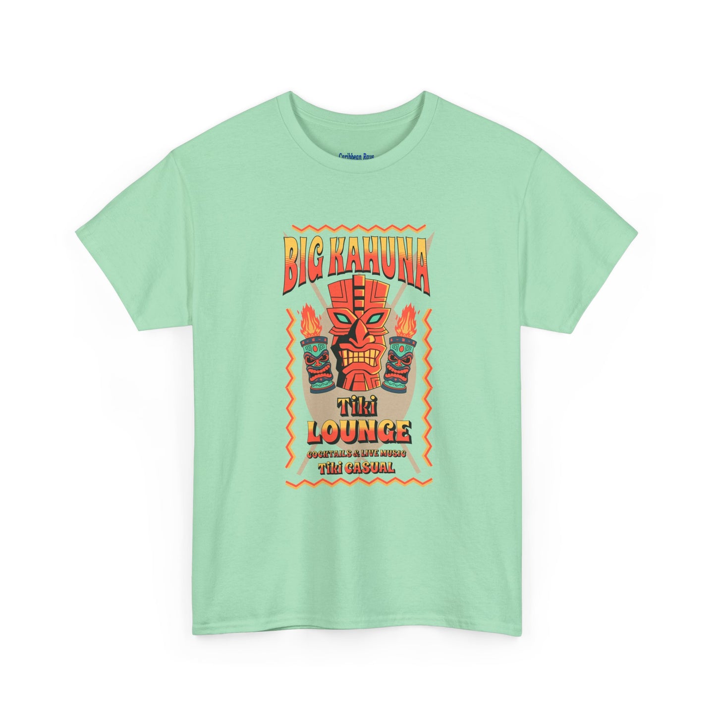 Big Kahuna Tiki Lounge Tee – Heavy Cotton Graphic Unisex T-Shirt - Caribbean Rays