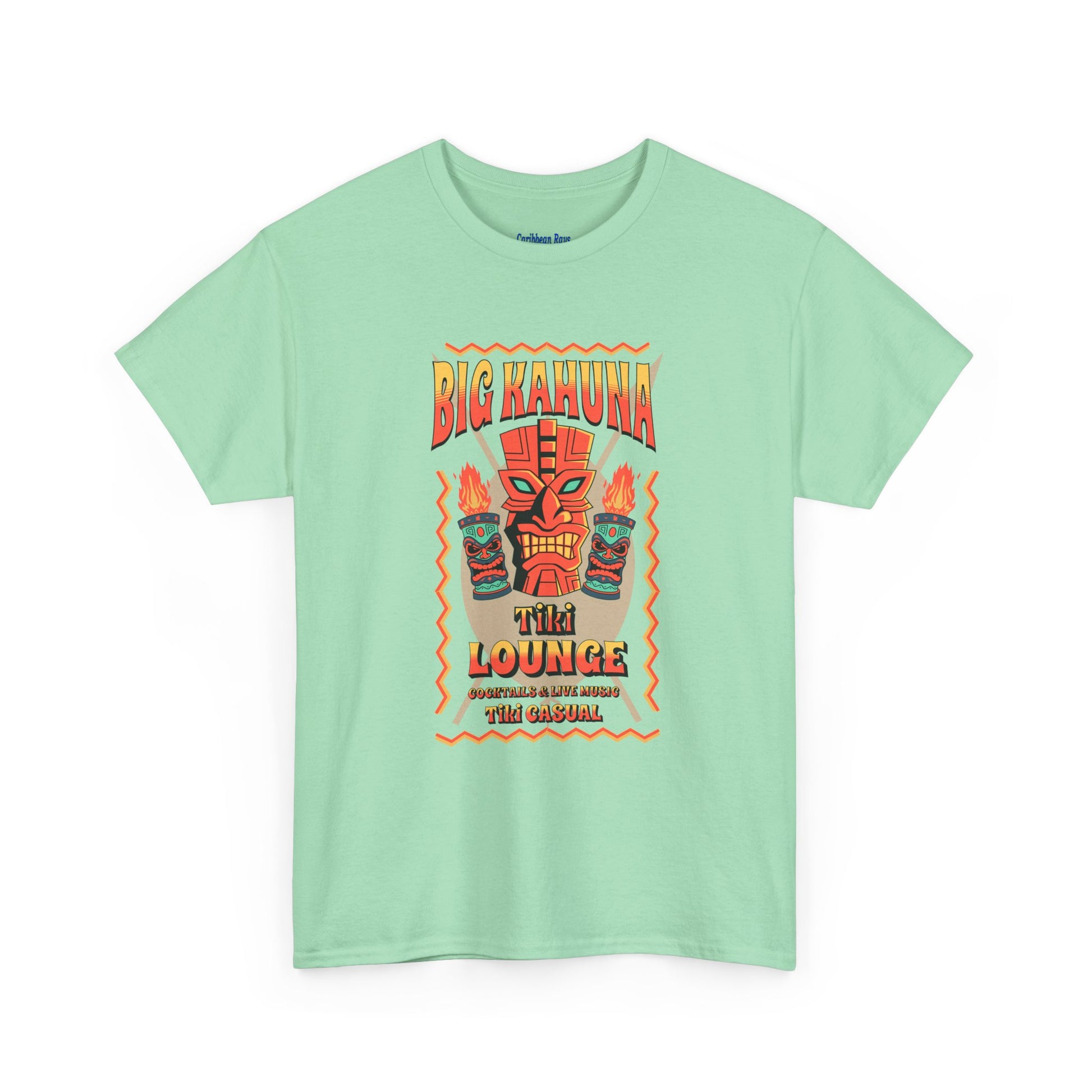 Big Kahuna Tiki Lounge Tee – Heavy Cotton Graphic Unisex T-Shirt - Caribbean Rays