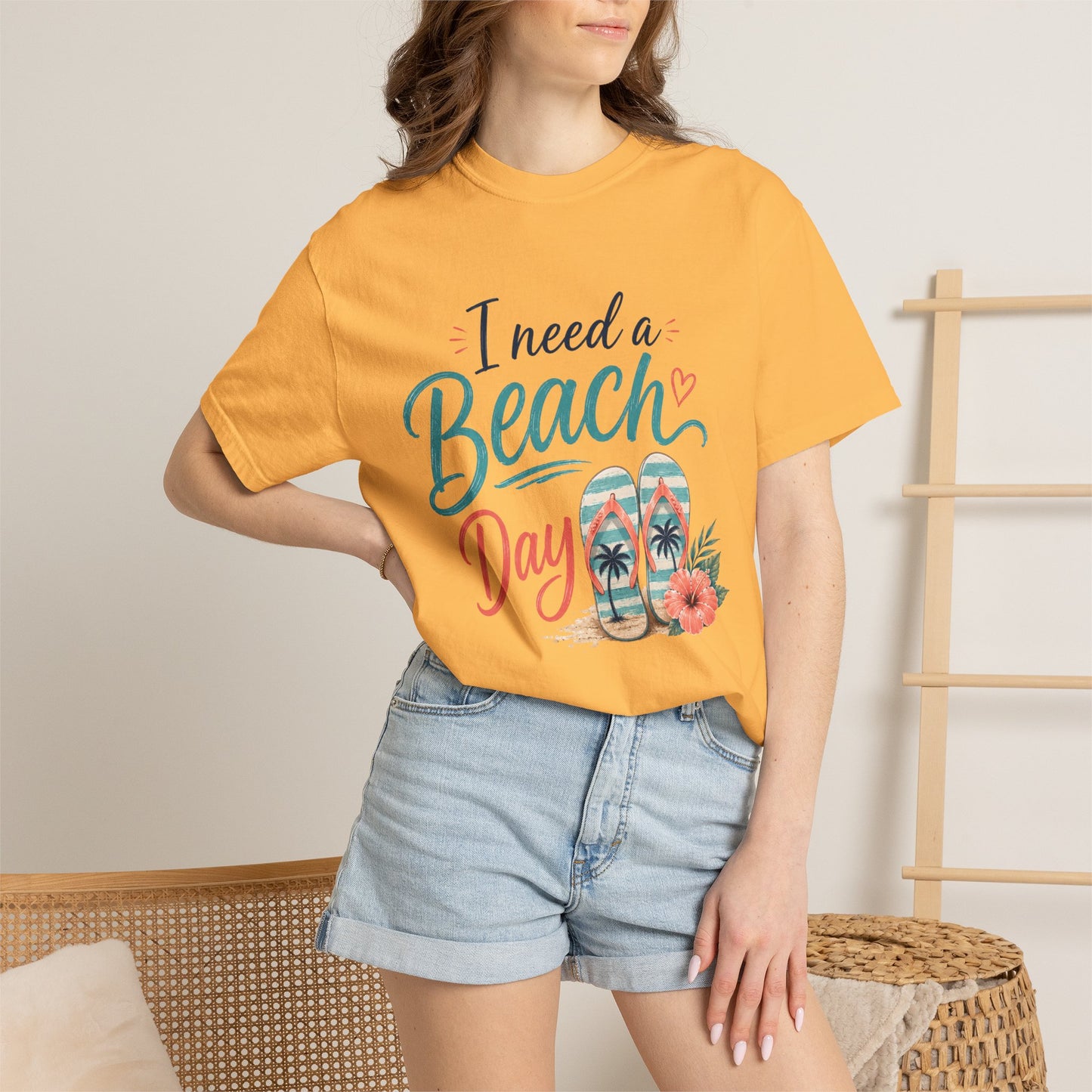 I Need a Beach Day T-Shirt – Women’s Summer Flip Flop Tropical Tee