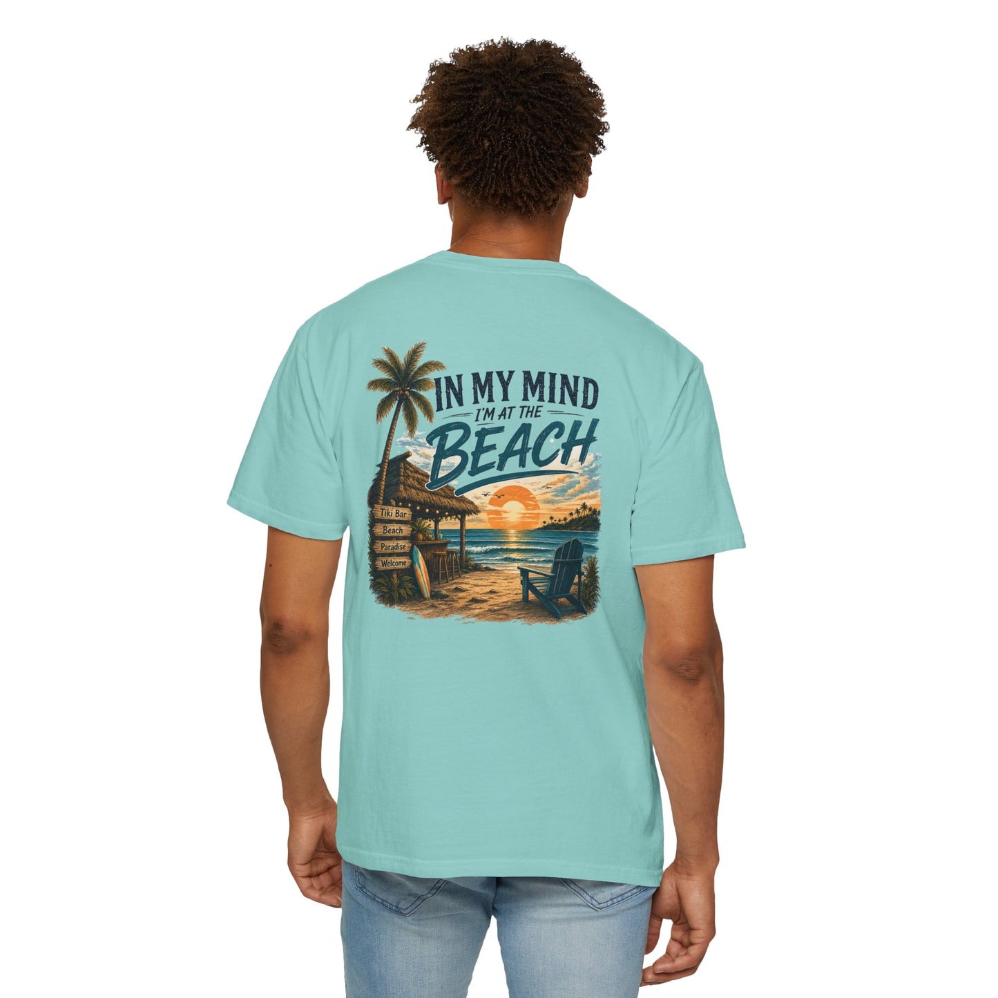 Beach Sunset T-Shirt — "In My Mind I'm at the Beach" Vintage Coastal Tee