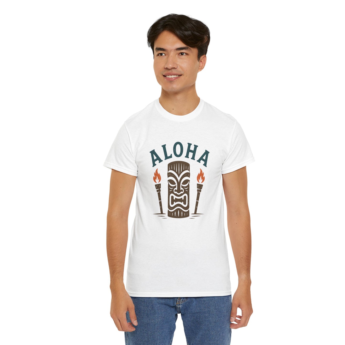 Aloha Tiki Tribal Tee with Torches- Tiki T-Shirt