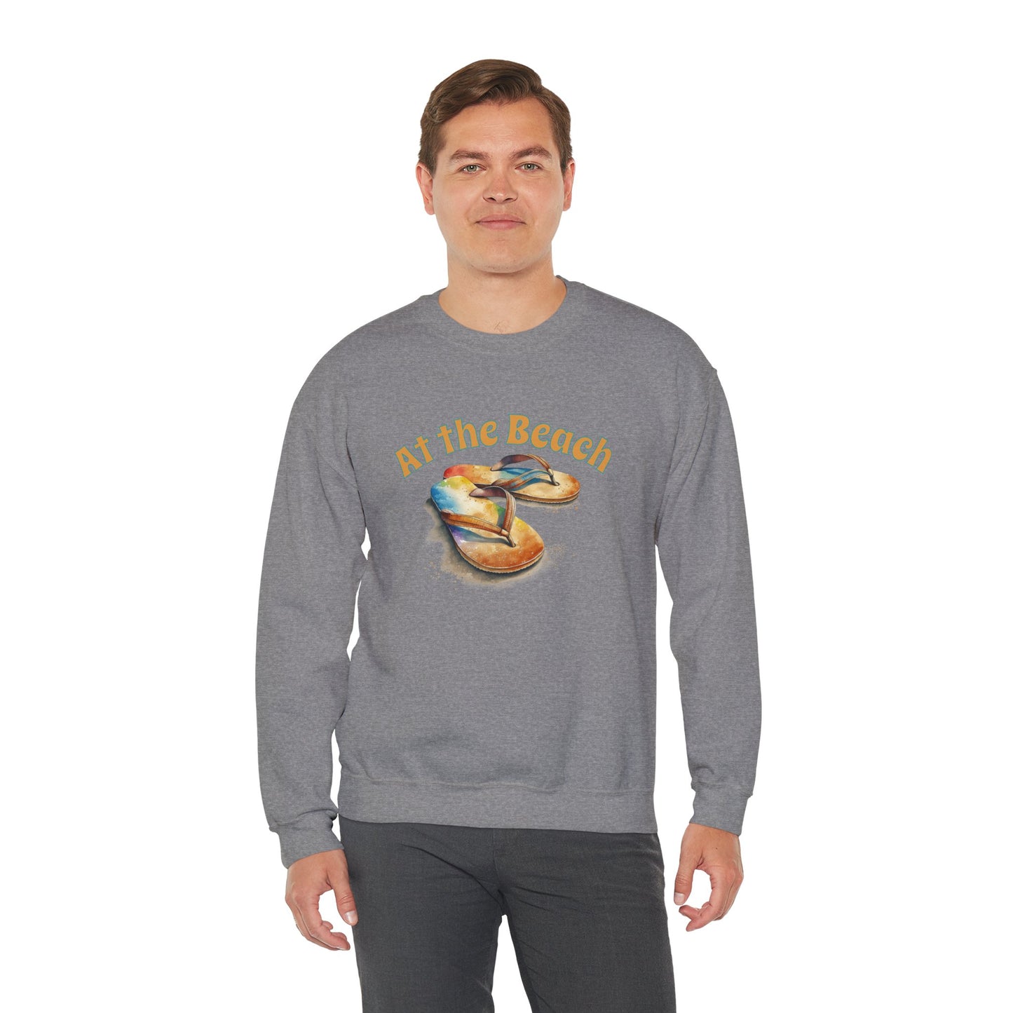 At the Beach Flip Flop Unisex Sweatshirt - "At the Beach" Flip Flop Design