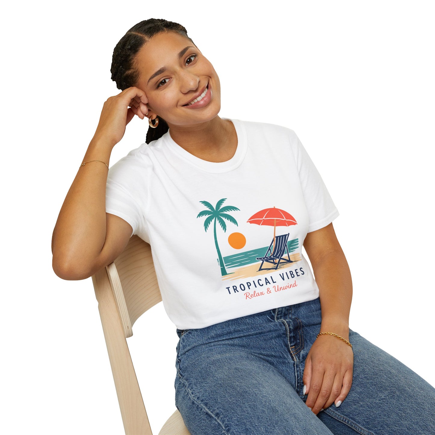 Tropical Vibes Beach Scene Tee (Relax & Unwind)