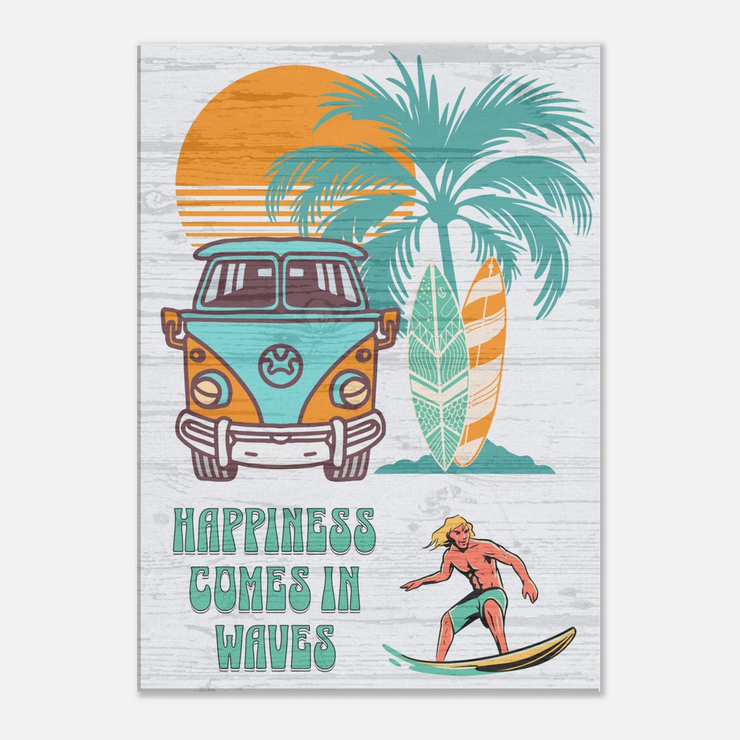 Happiness Comes in Waves Canvas Wall Print by Caribbean Rays