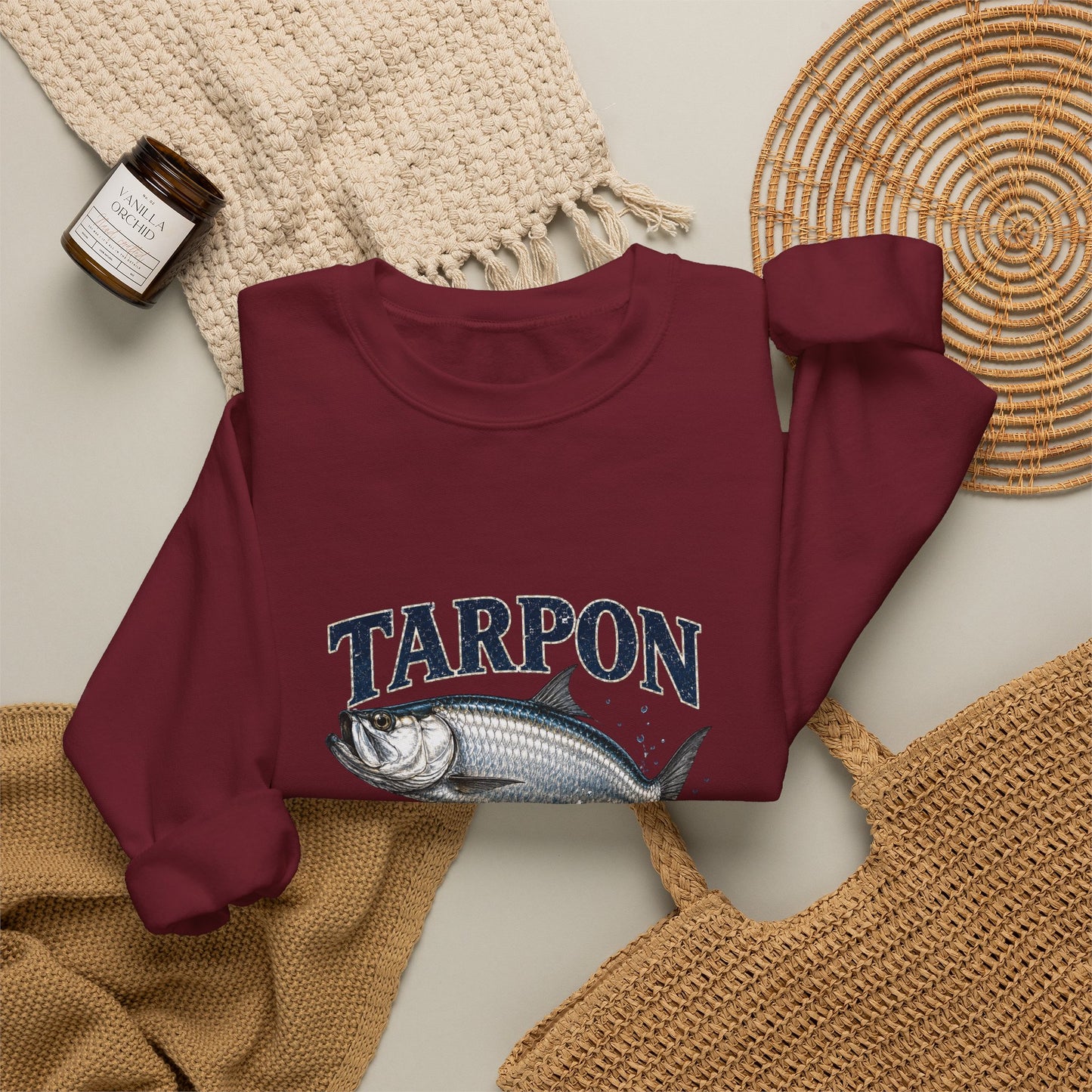 Tarpon Fishing Crewneck Sweatshirt — Vintage Tarpon Graphic Pullover