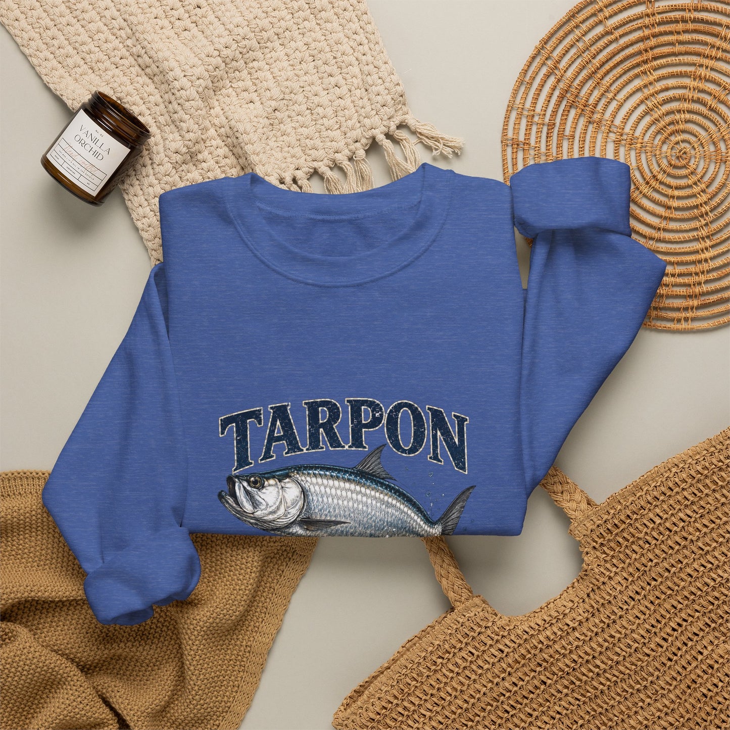 Tarpon Fishing Crewneck Sweatshirt — Vintage Tarpon Graphic Pullover