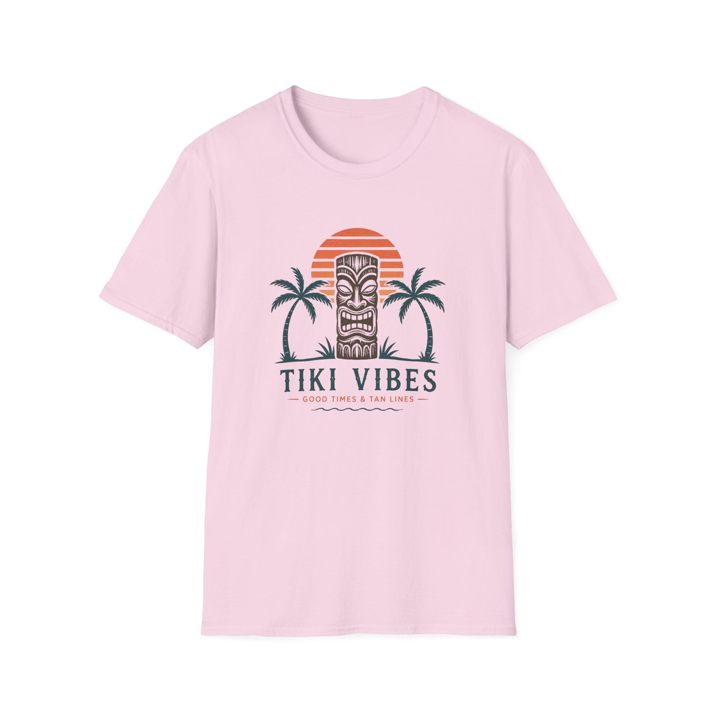 Tiki Vibes Sunset Tee (Palm Trees & Tiki Mask)