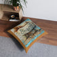 Rustic Beach Sign Brown Tufted Floor Pillow, Square - Caribbean Rays