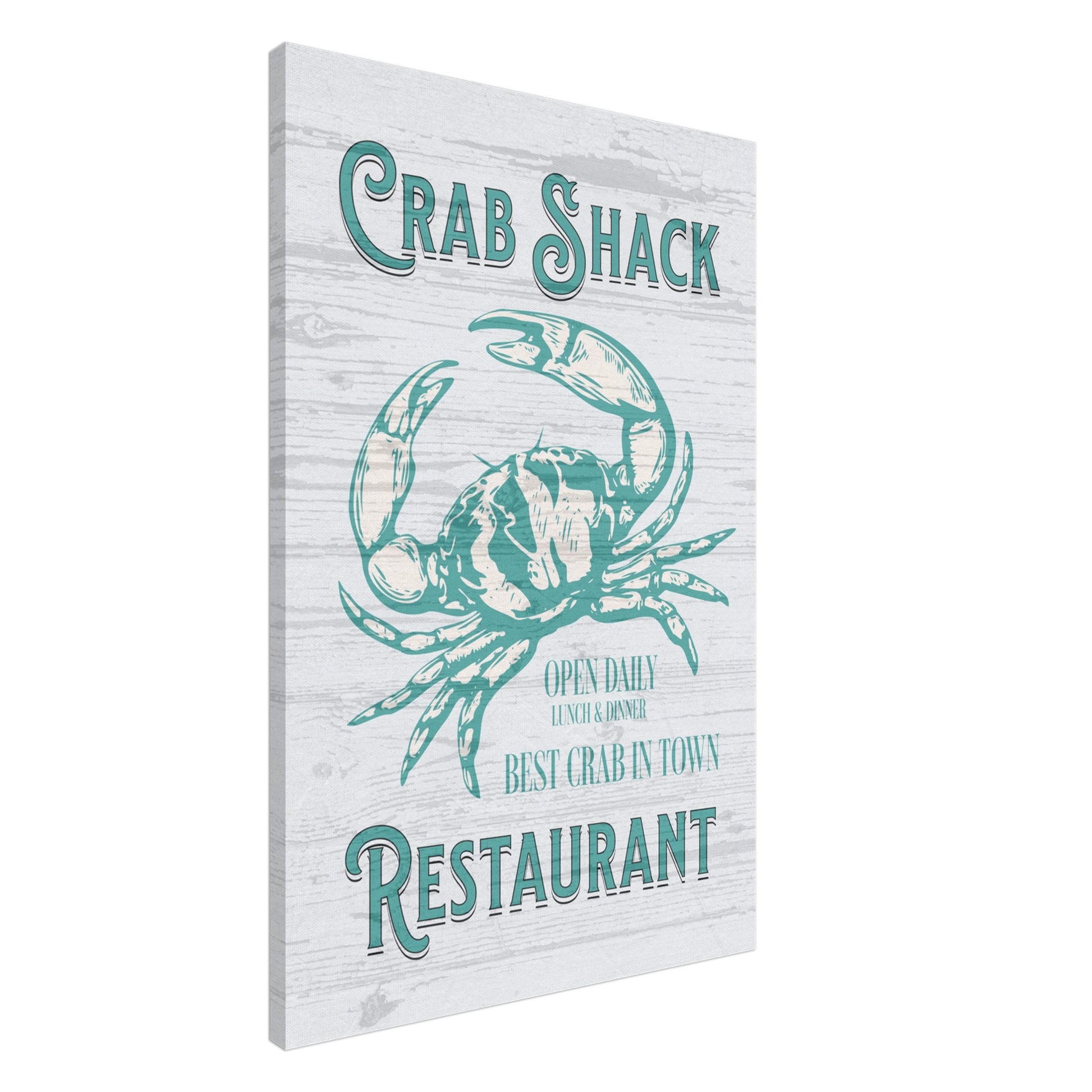 Crab Shack Teal Canvas Wall Print 