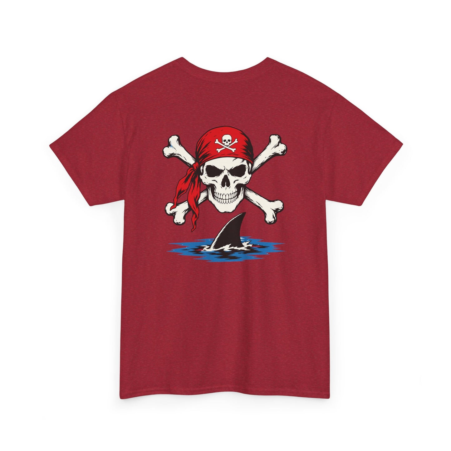 Pirate Skull & Shark Fin T-Shirt — Nautical Skull Crossbones Tee