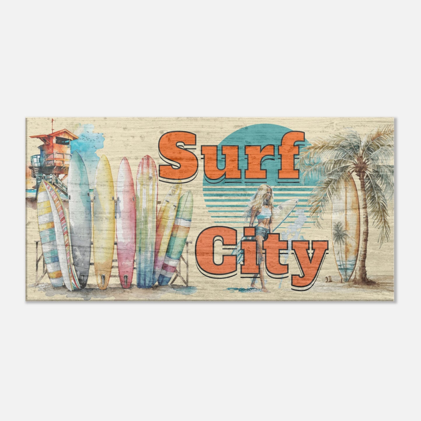 Surf City Large Canvas Wall Print at Caribbean Ra