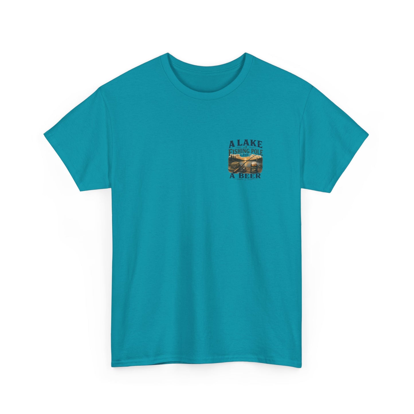 Fishing Tee — "A Lake, A Fishing Pole, A Beer" Graphic Shirt