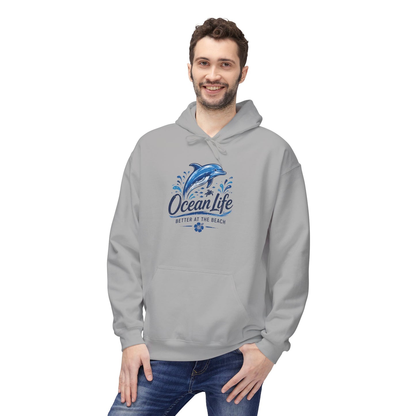 Ocean Life Hoodie - Beach Vibes Dolphin Surf Graphic
