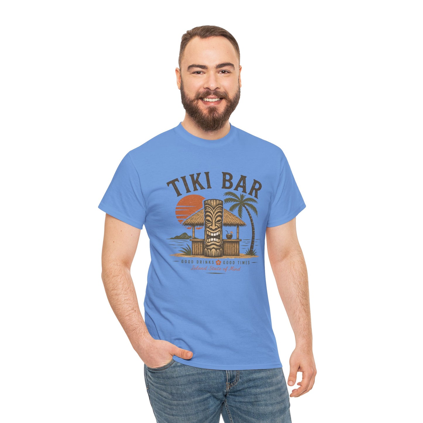 Tiki Bar Vintage Sunset Tee — Tropical Luau Beach Shirt