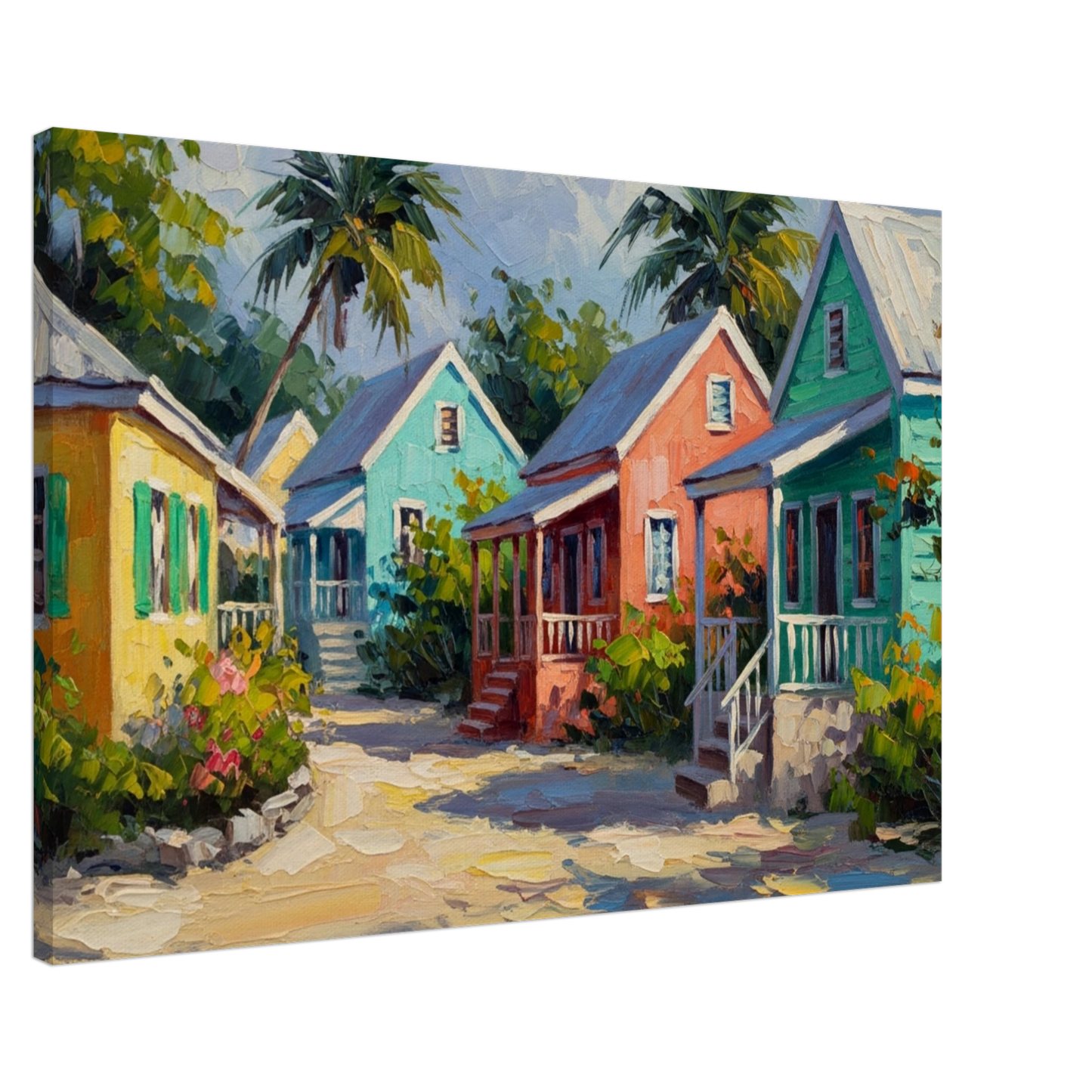 Caribbean Cabanas Canvas Wall Print on Caribbean Rays  