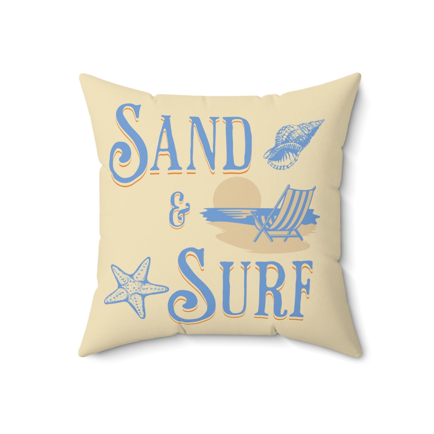 Blue Sand and Surf Spun Polyester Square Pillow 