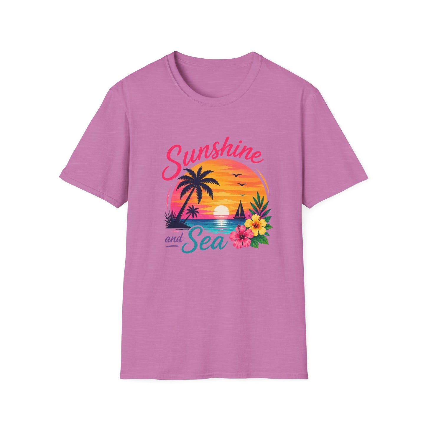 Sunshine and Sea T-Shirt — Tropical Palm Beach Sunset Tee