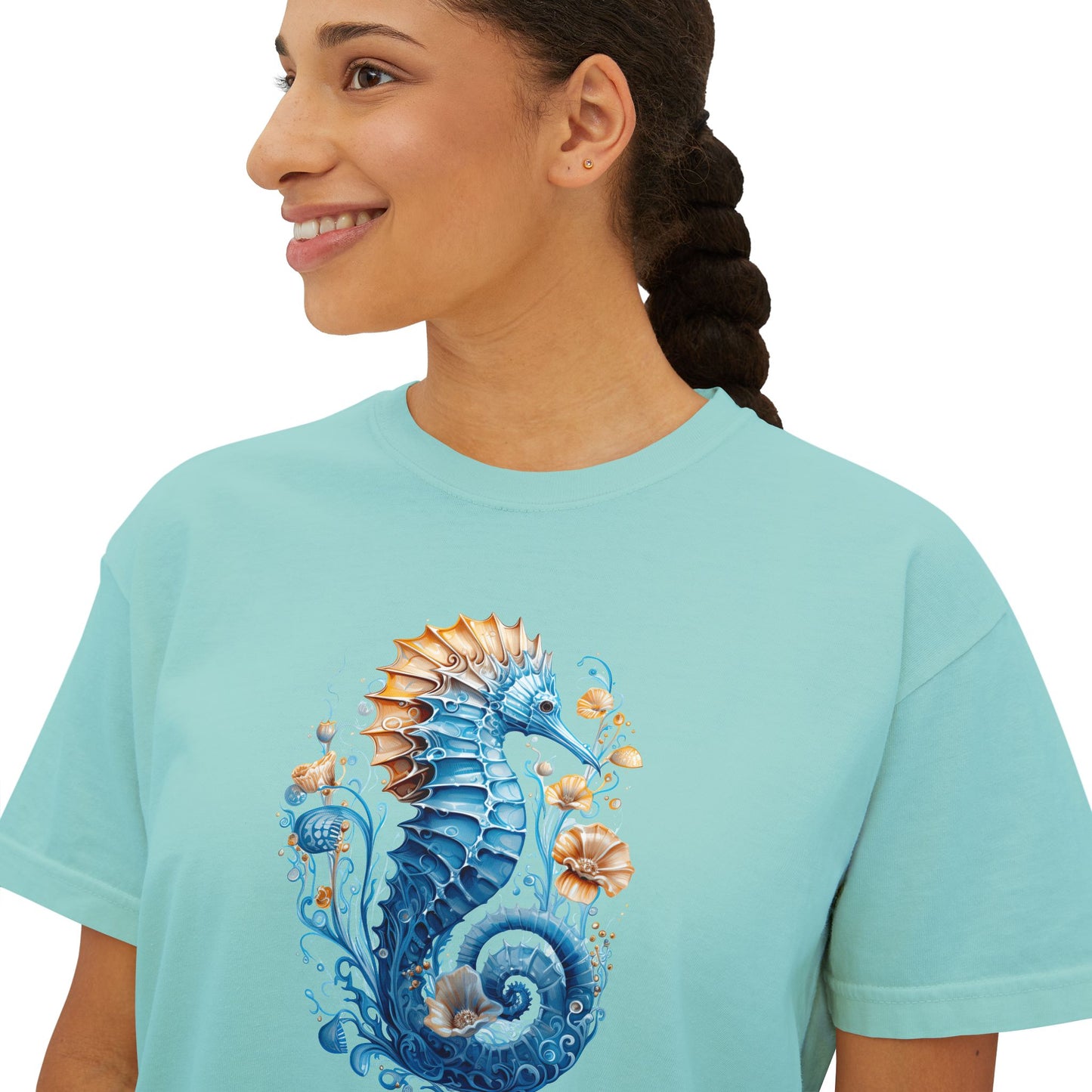 Seahorse Watercolor Women's Boxy Tee