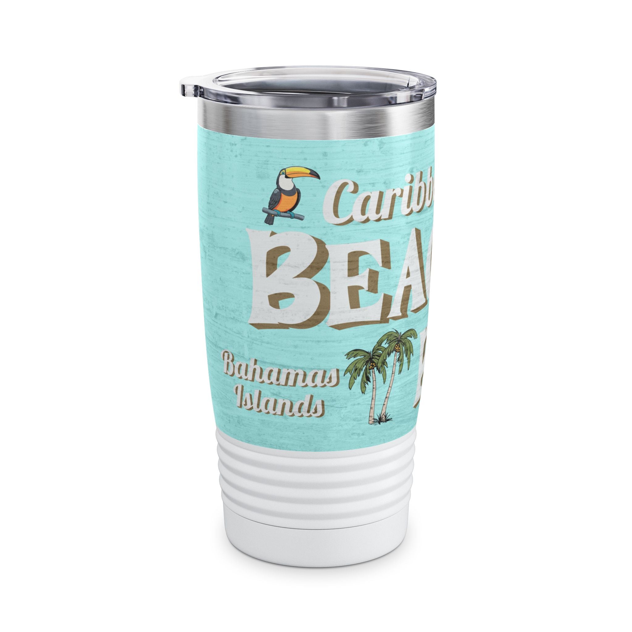 Caribbean Beach Bar Ringneck Tumbler, 20oz, Tiki Bar-Caribbean Rays