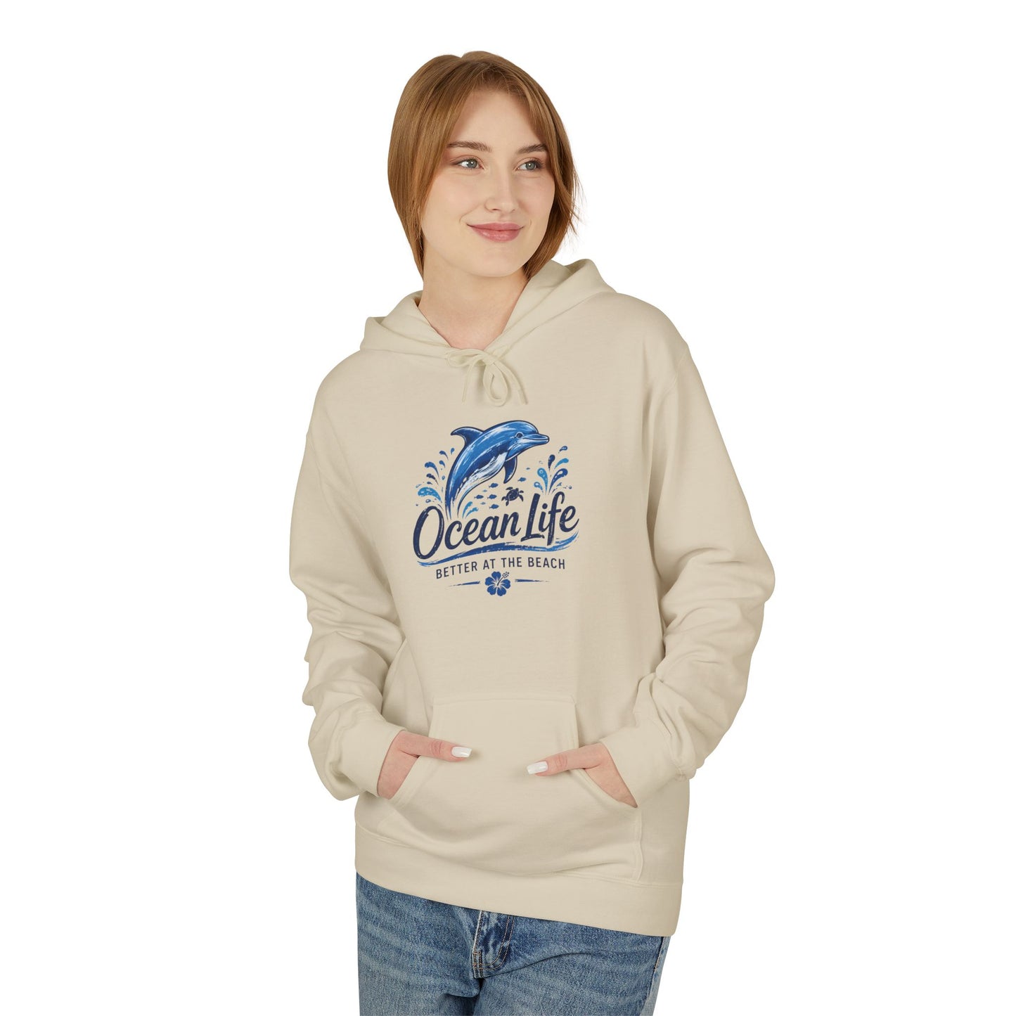 Ocean Life Hoodie - Beach Vibes Dolphin Surf Graphic