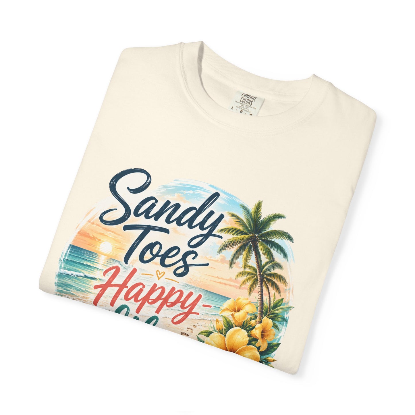 Sandy Toes Happy Life T-Shirt — Tropical Beach Vacation Tee