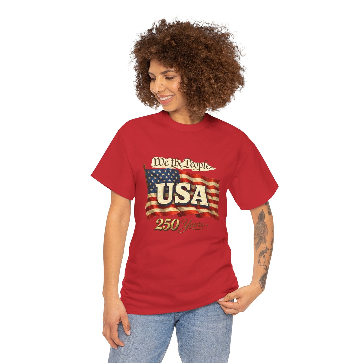 USA 250 Years Vintage Flag T-Shirt — "We the People" Patriotic Tee