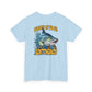 Light blue t-shirt with barracuda graphic and text on a white background