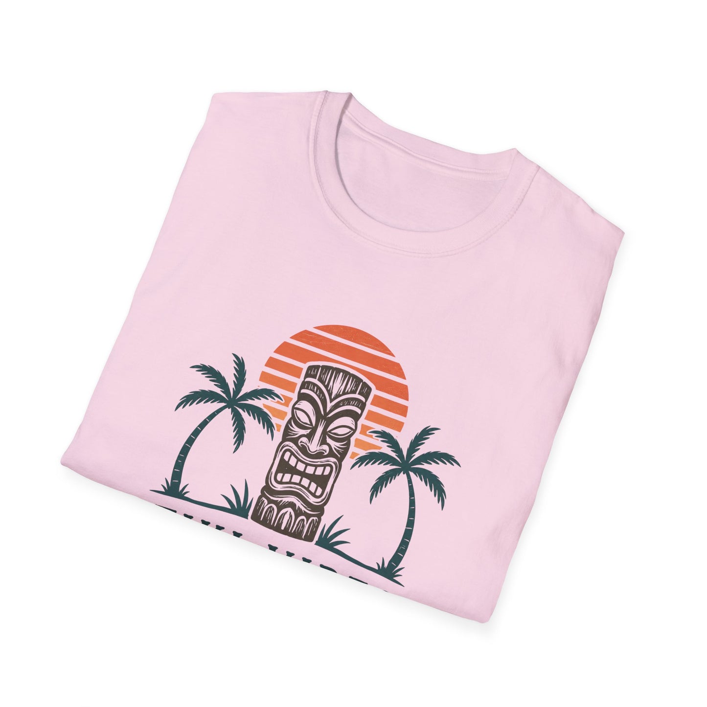 Tiki Vibes Sunset Tee (Palm Trees & Tiki Mask)