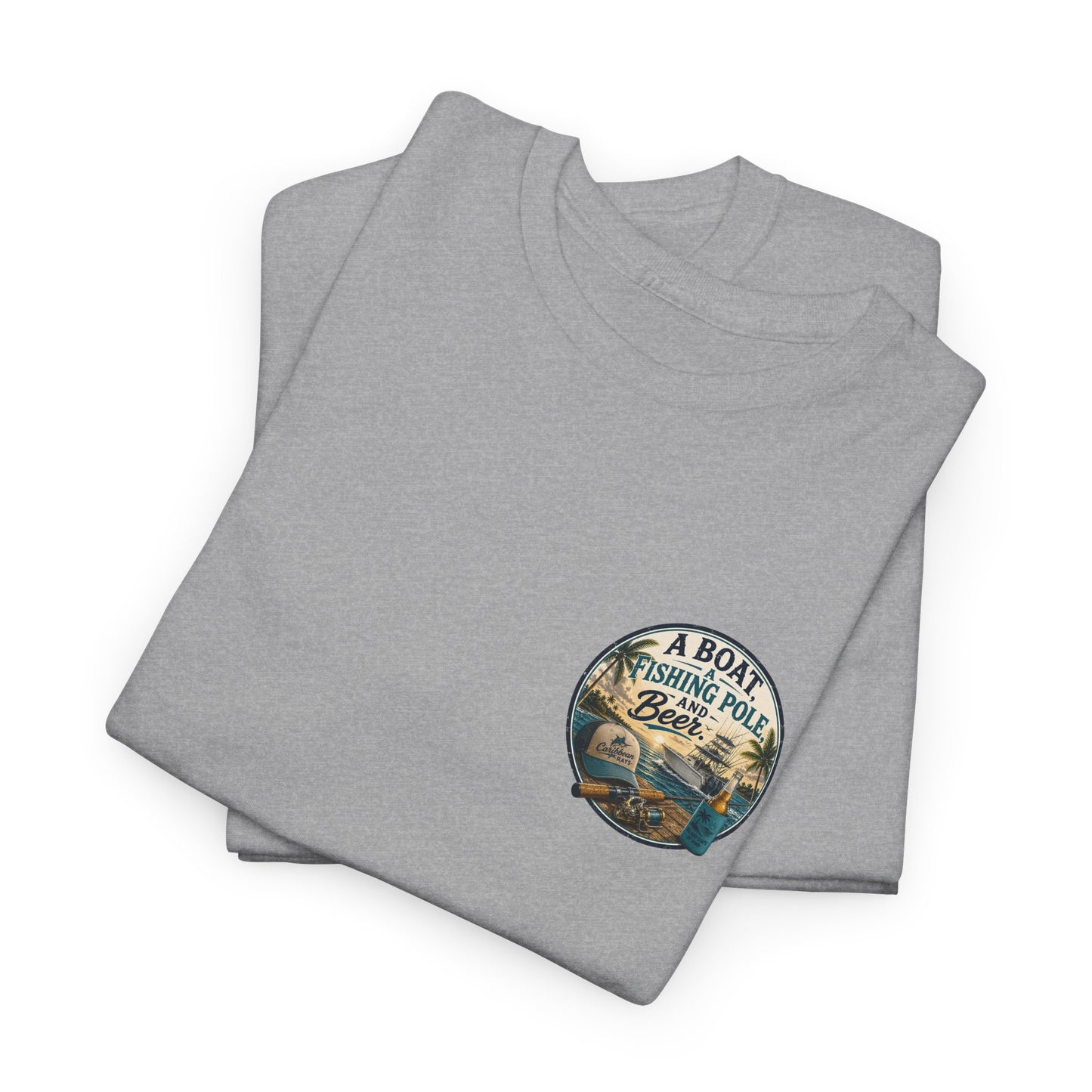 T-Shirt — "A Boat, Fishing Pole and Beer" Vintage Fishing Graphic Tee